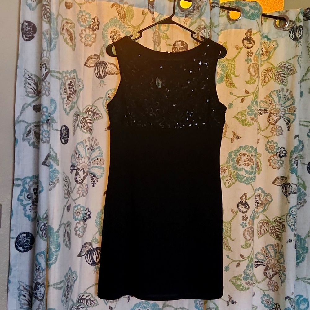 Fanny Fashion USA black, large cocktail dress with black sequins on the top